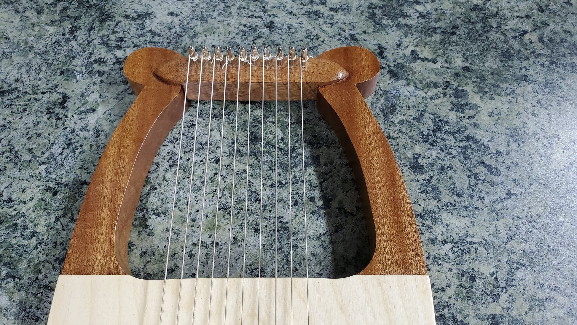 David's Harp with 10 Strings: Detail of Silver Nylon Strings