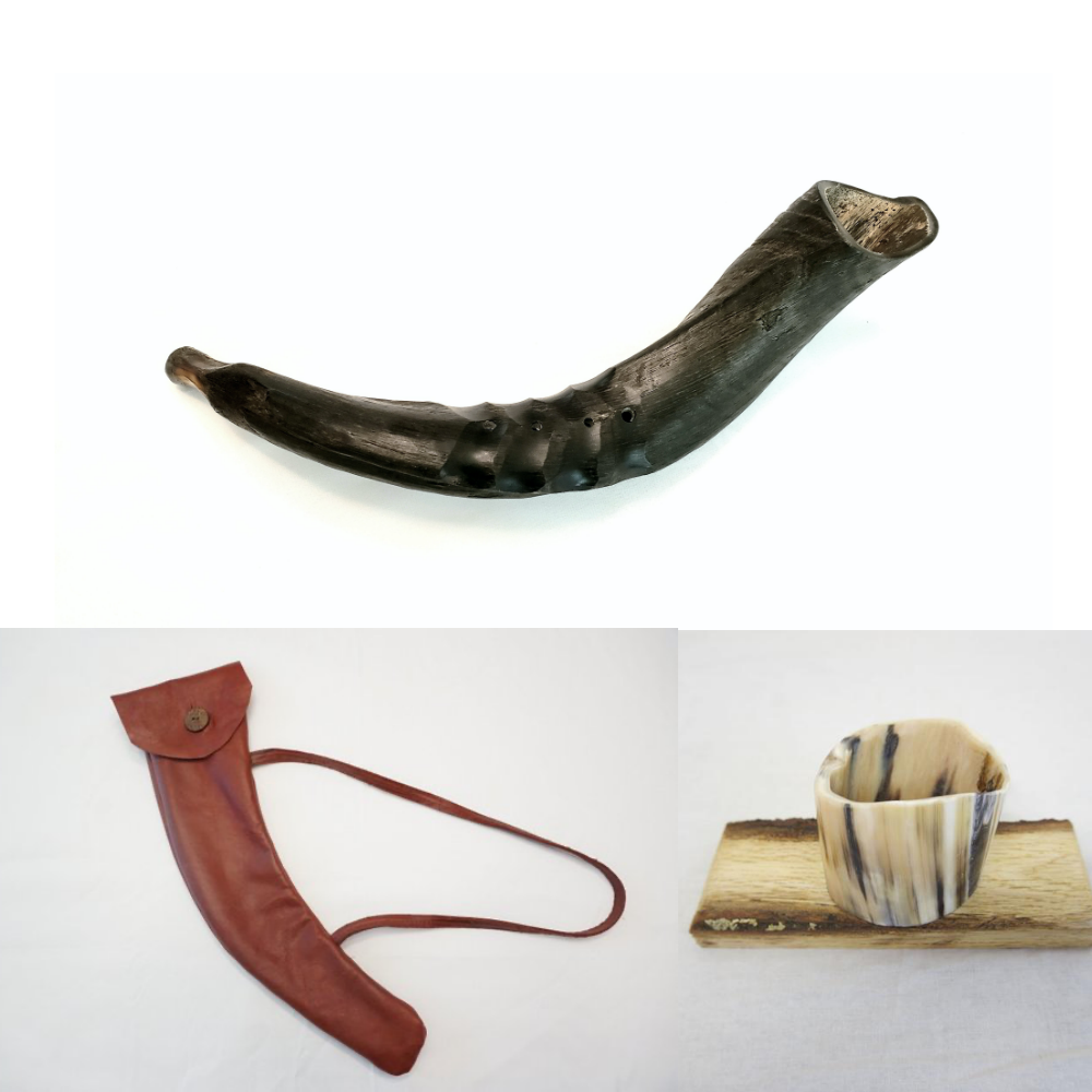Bukkehorn- Deep Viking War Horn: Leather Case and Stand