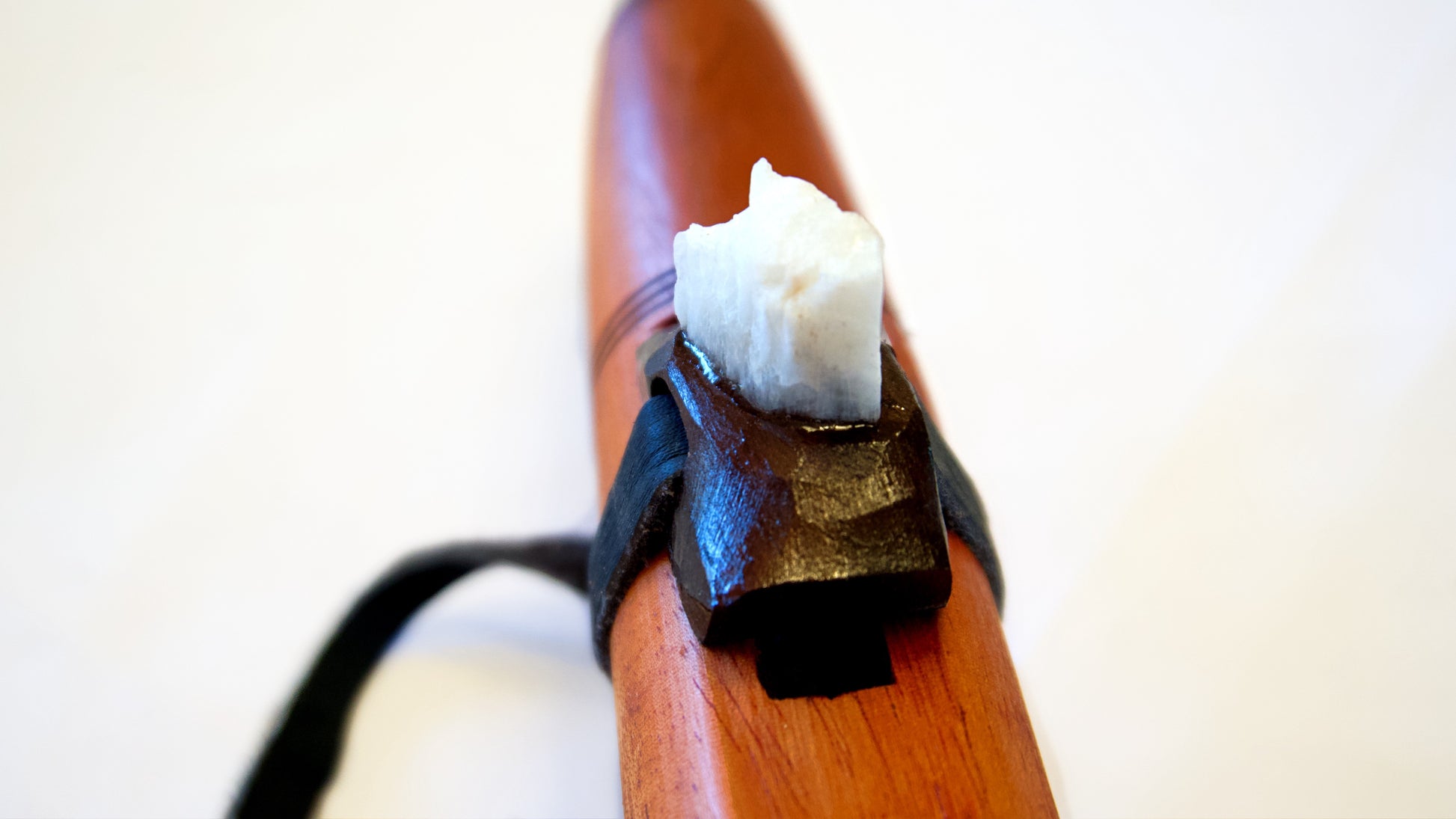 Native American Style Flute - Mahogany: Close up of Block