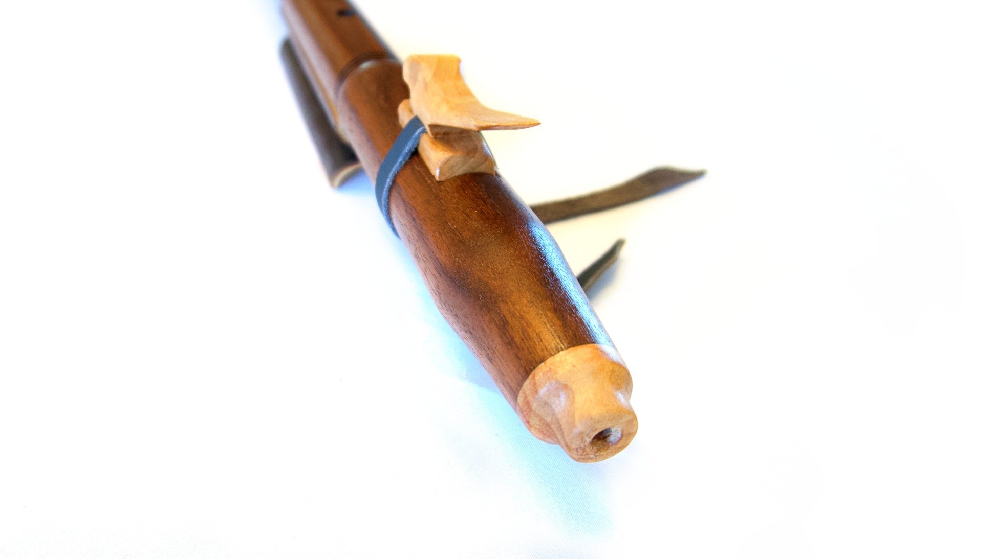 Native American Style Flute - Walnut: Mouthpiece and Bird