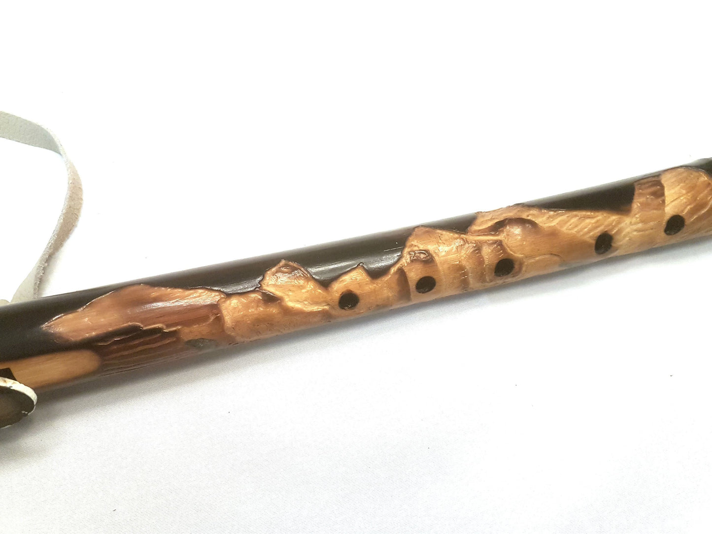Emerald River Native American Style Flute: Detail of Carving